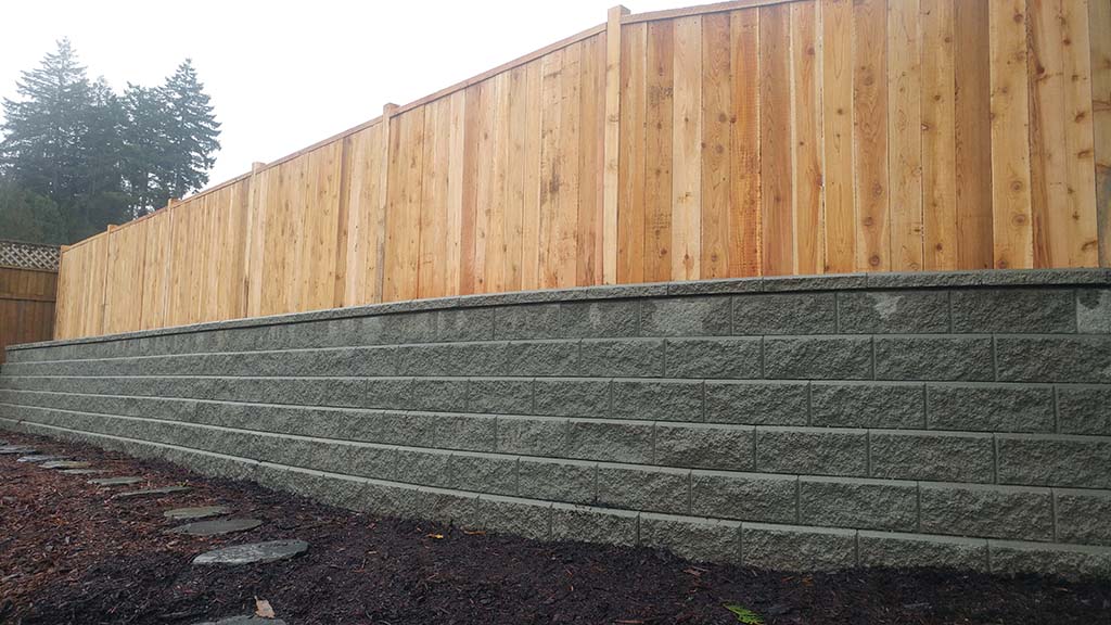 Allan Block Wall Custom Cedar Fence